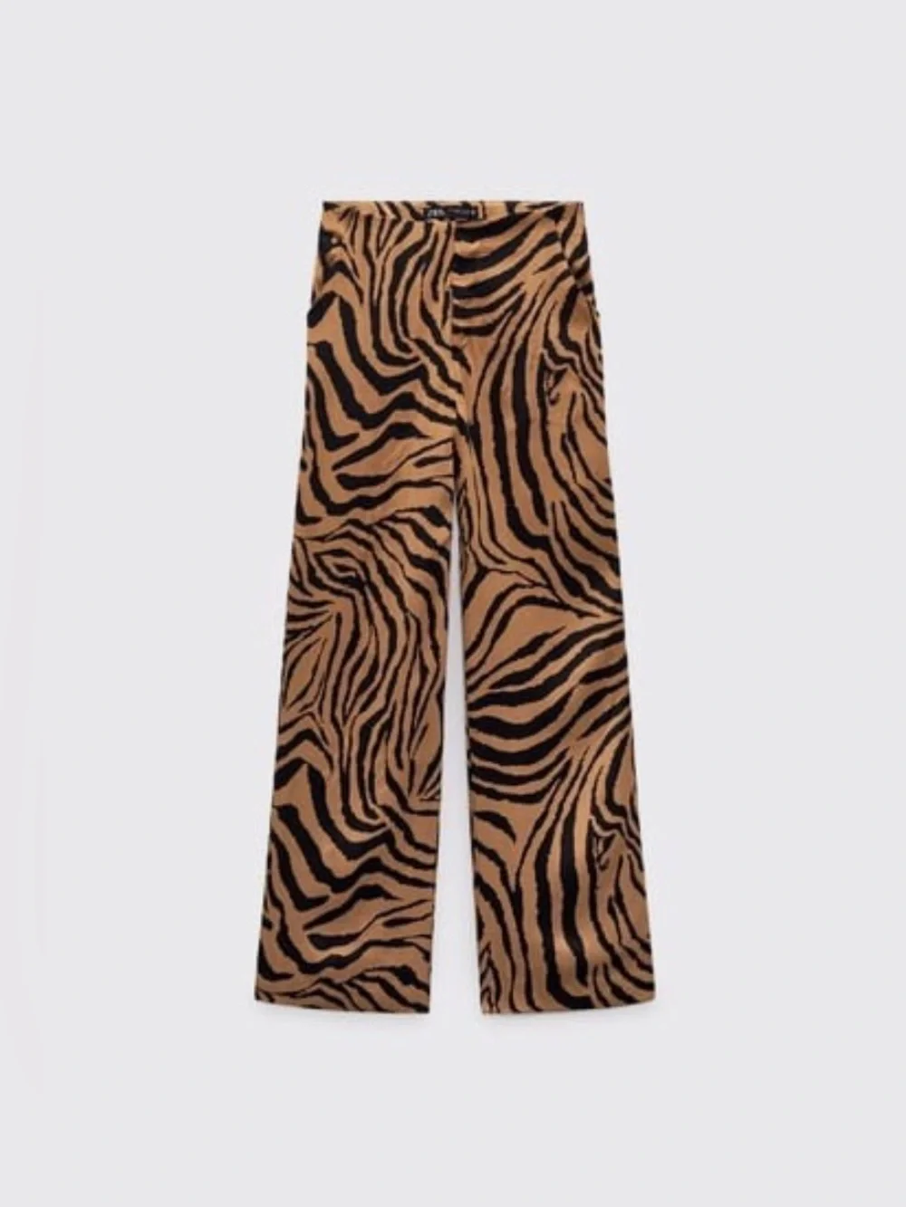 Zara High-Waist Zebra Print Wide-Leg Pants - Black & Brown - Picture 3 of 4